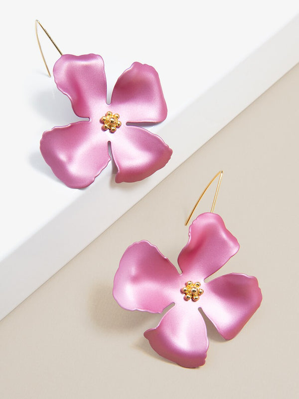Buy Romantic Pink Purple Fleur-de-lis Iris Flower Threader Earrings, Like  Real Iris Flower, Handmade Ear Threaders, Shrink Dink Flower Earrings  Online in India - Etsy